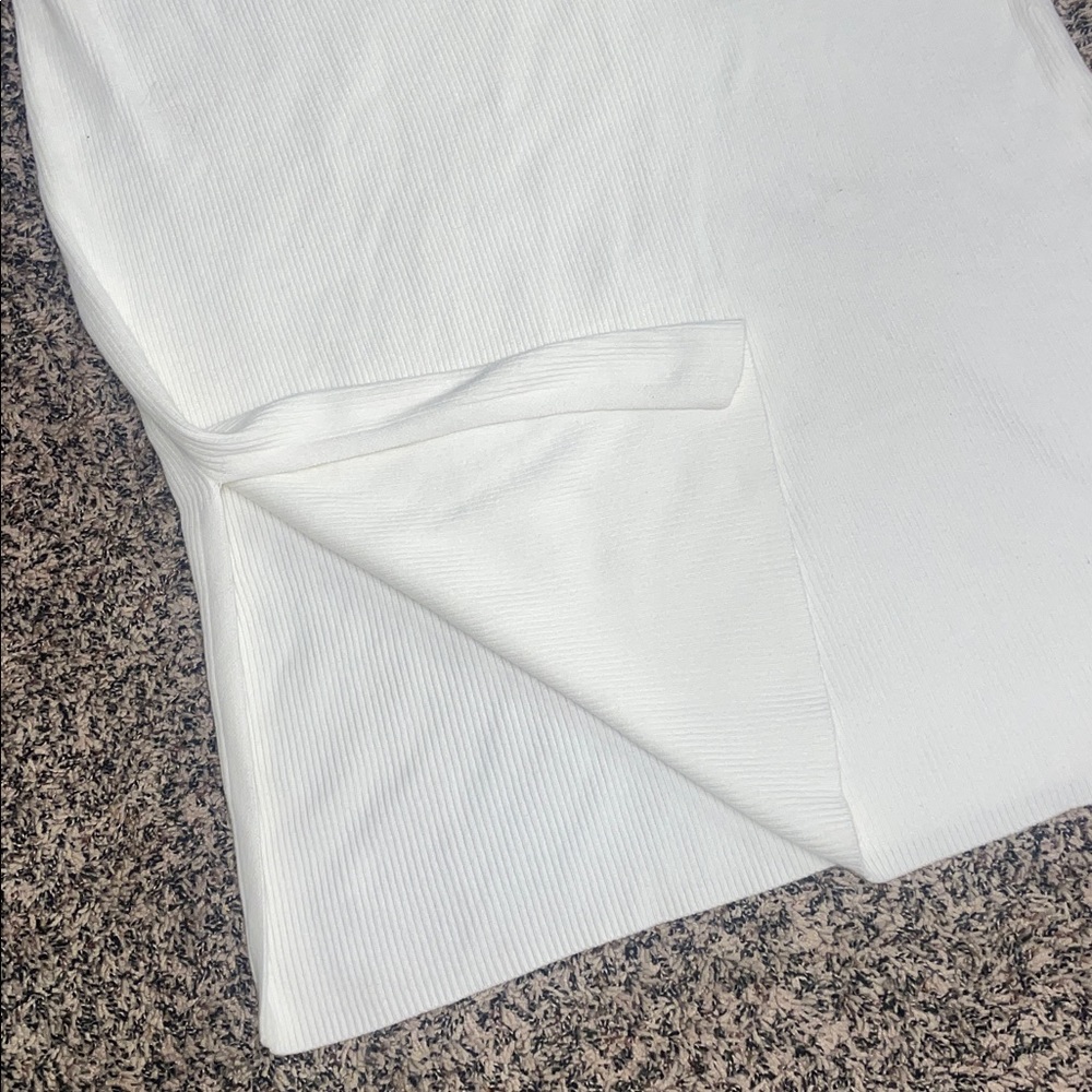Ava & Viv Rib Knit White A-Line Midi Skirt Pull On Stretch Var Sizes | NWT - Picture 4 of 8